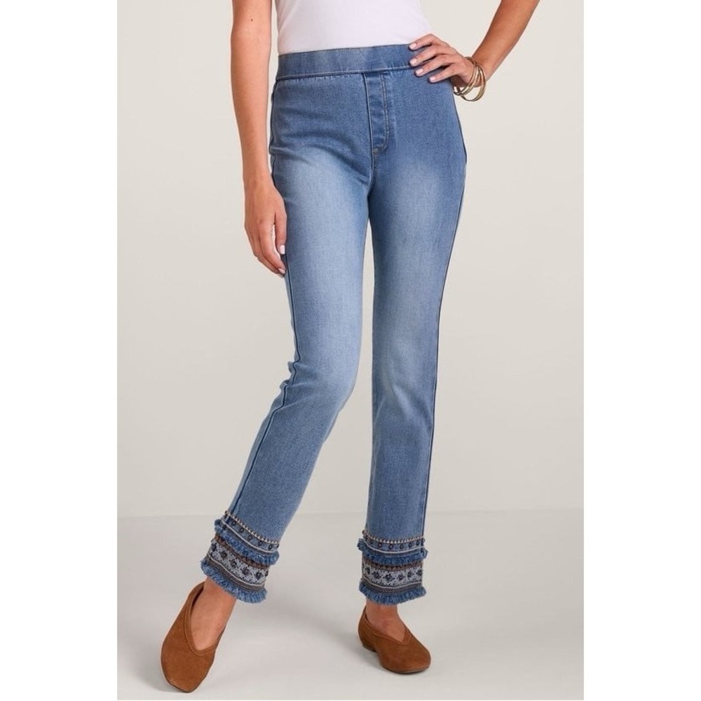 NWT Soft Surroundings Ultimate Denim Boho Dreams Pull On Jeans Petite XL PXL